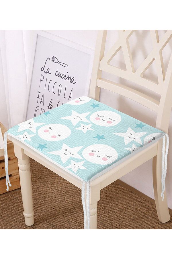 Realhomes-Moon And Star Motif Sleep Themed Digital Printed Special Design Modern Zippered Chair Cushion 1