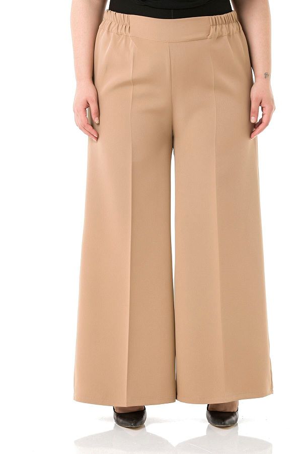 DISENTIS MODEST-Large Size Double Mink Trousers with Elastic Waist and Side and Back 1