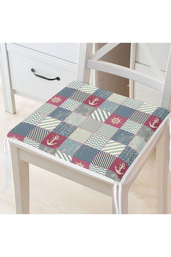 Realhomes-Patchwork Patterned Special Design Digital Printed Modern Zippered Chair Cushion 1