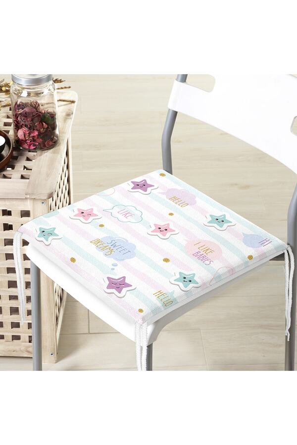 Realhomes-Cute Stars Patterned Digital Printed Modern Zippered Chair Cushion 1