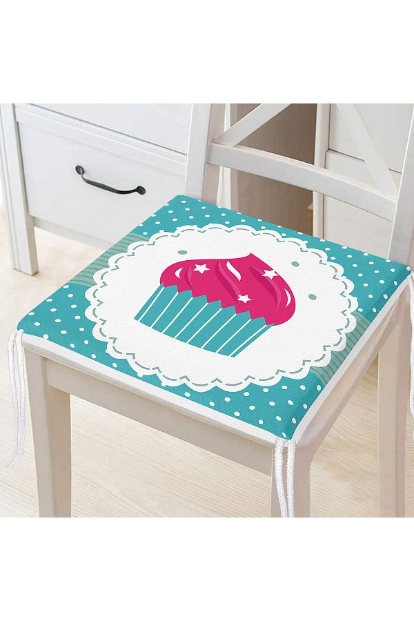 Realhomes-Cup Cake Patterned Digital Printed Zippered Chair Cushion 1