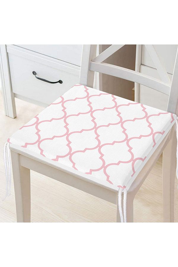 Realhomes-Pink Colored Ogea Patterned Digital Printed Modern Zippered Chair Cushion 1
