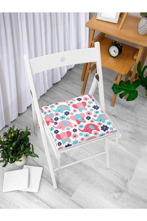 Realhomes-Digital Printed Modern Zippered Chair Cushion with Elephant and Flower Pattern on Cream Floor 1