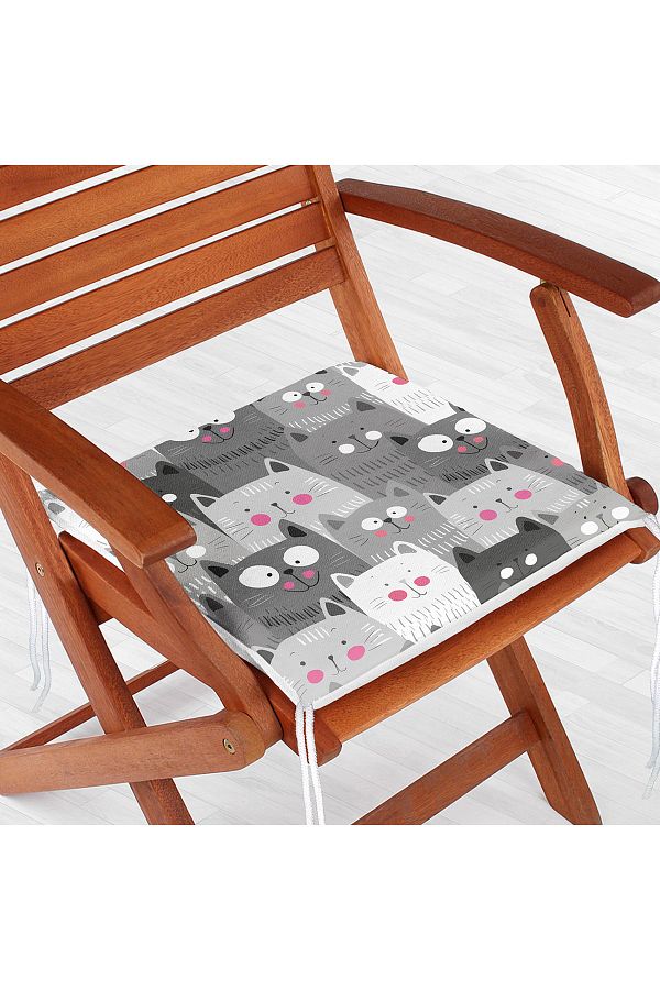 Realhomes-Cute Cat Motif Digital Printed Special Design Modern Zippered Chair Cushion 1
