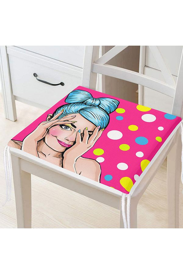Realhomes-Pernă pentru scaun cu fermoar cu imprimare digitală Pop Art 1
