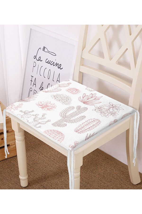 Realhomes-Desert Plant Patterned Digital Printed Zippered Chair Cushion 1