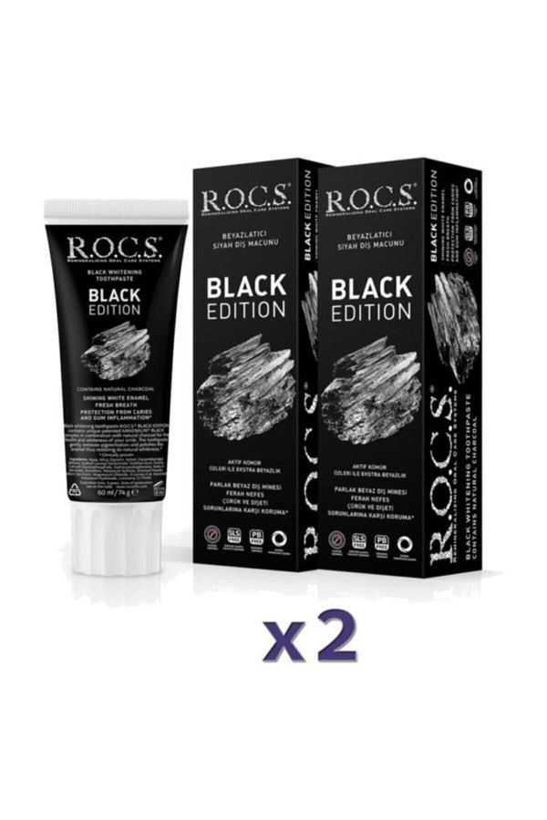R.O.C.S.-Black Edition Charcoal Whitening Toothpaste 60ml X 2 Pieces 1
