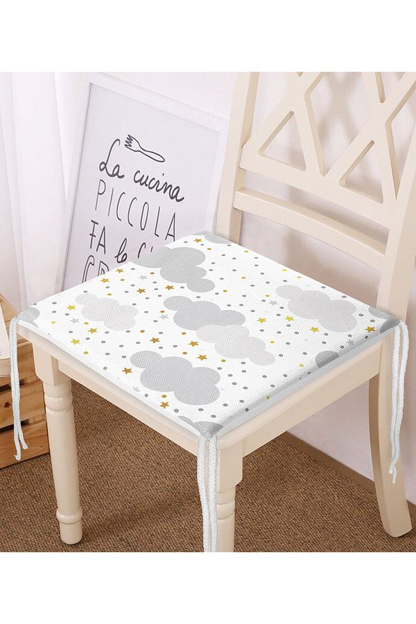 Realhomes-Pink Cloud Patterned Gold Figured Digital Printed Special Design Modern Zippered Chair Cushion 1
