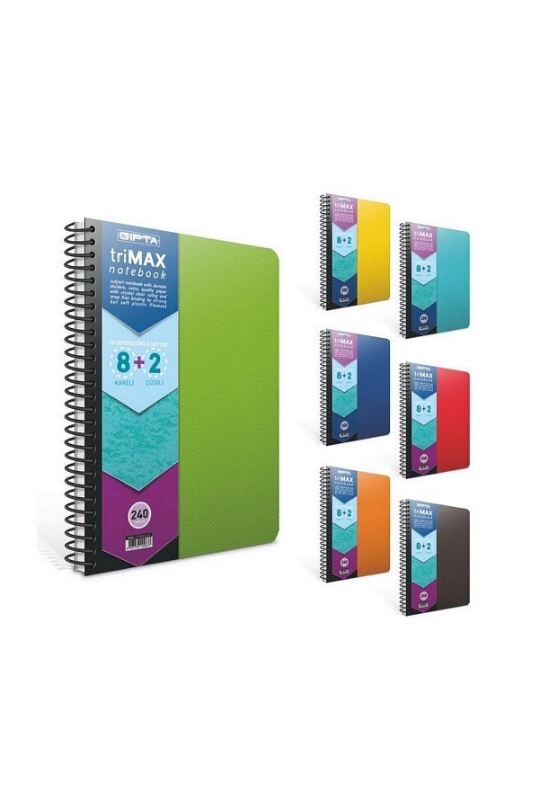 Gıpta-دفتر ملاحظات بغطاء من البولي بروبيلين مع فاصل حلزوني Trımax (a4) - 200 ورقة 8+2 1