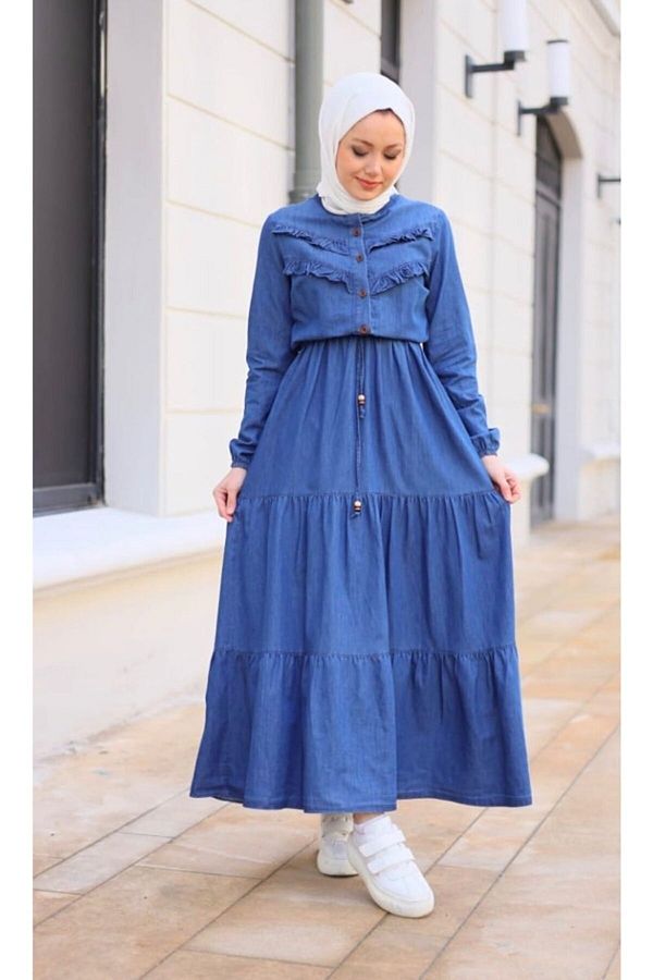 【特別セール品】 Women's Butik Pamuk Blue Dress Jeans Detailed Button Denim Clothing