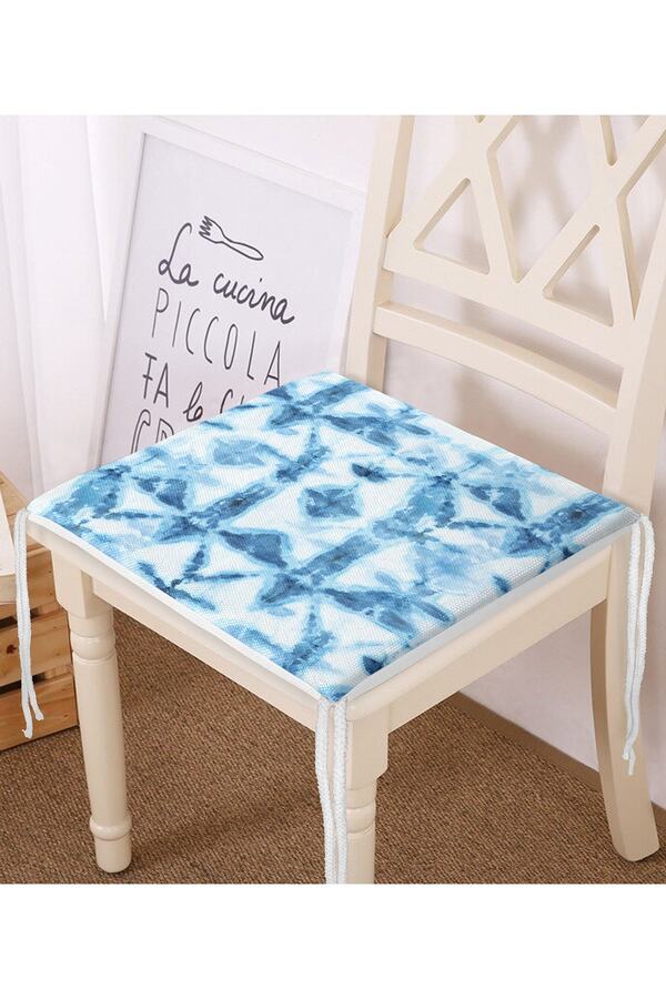 Realhomes-Blue Snowflake Patterned Digital Printed Zippered Chair Cushion 1