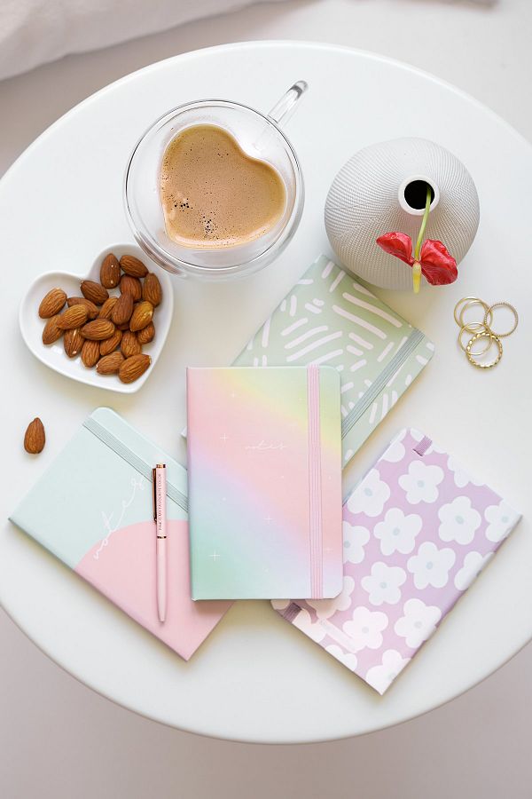 Matt Notebook-Set of 4 Pocket Notebooks Striped Daisy Rainbow Abstract 1