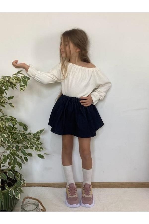 ozge ba aran Denim Skirt Cream Blouse and Socks Set for Children from 6 9 Months to 6 Years 6 Years Old Trendyol