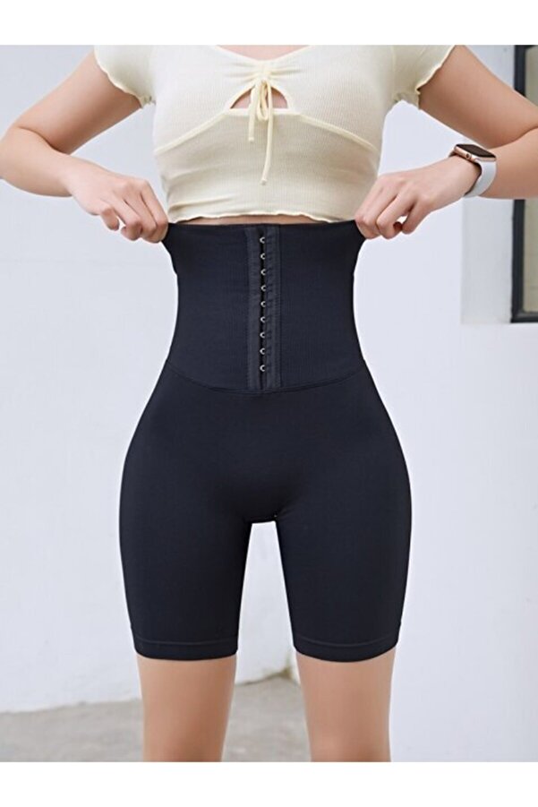 ELEGANCE KORSE Anında Inceltici Kopçalı Şort Korse Tayt Agraflı Bel Göbek Basen Sıkılaştırıcı Vücut Şekillendirici