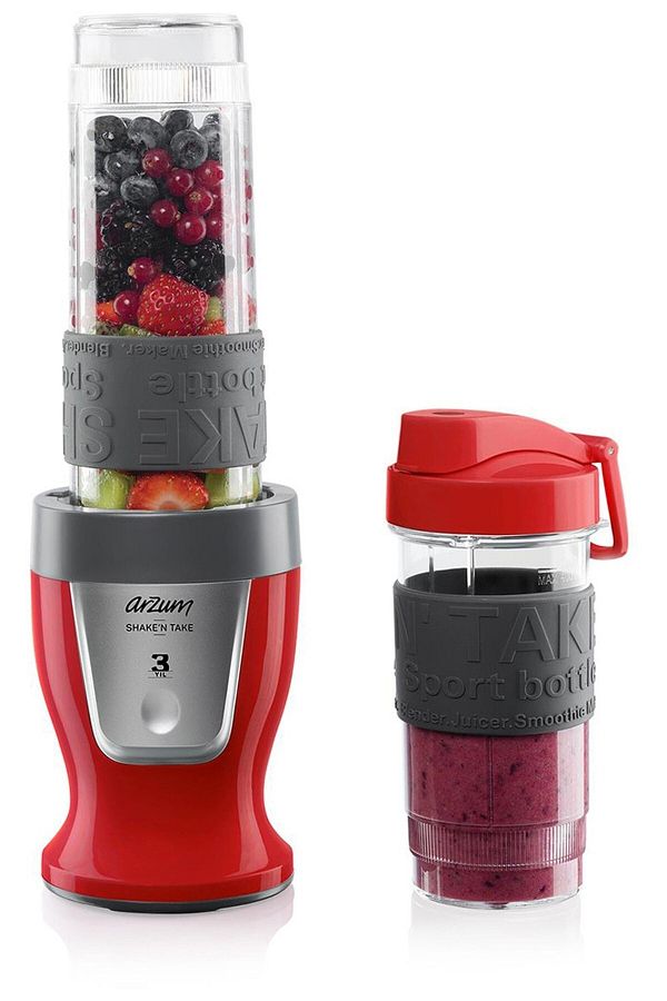 Arzum-AR1032 Shake'n Take Personal Smoothie Blender, Rot (300 W, 2 Flaschen) 1