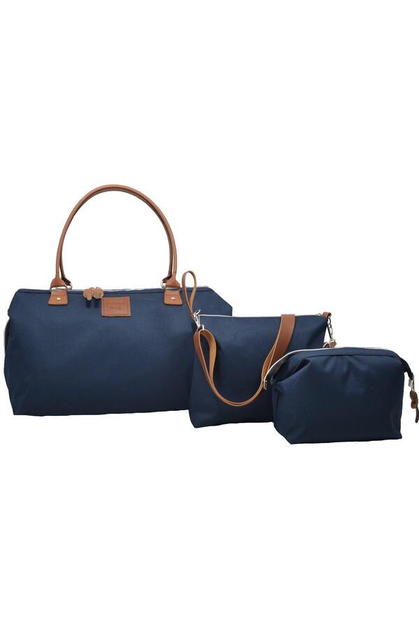 Babysi Mommy Bag Tasarım 3 Lü Set Lacivert Baby Anne Bebek Bakım Ve Kadın Çantası