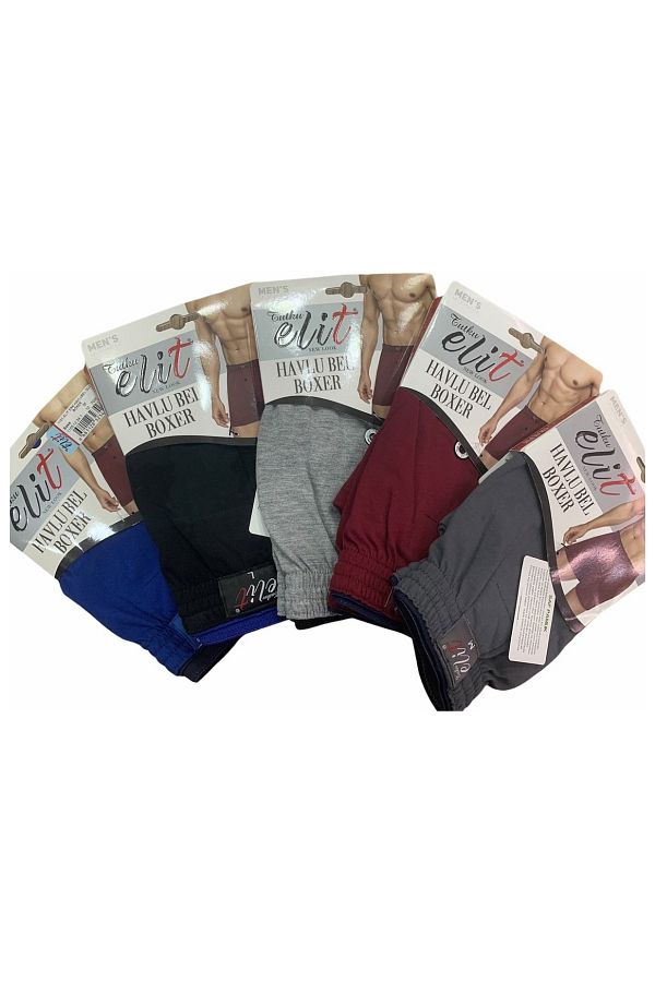 Tutku Elit-3 Pieces Men's Towel Waist Mixed Solid Color Boxers 100% Cotton Elite 1101 Abani Classic 1