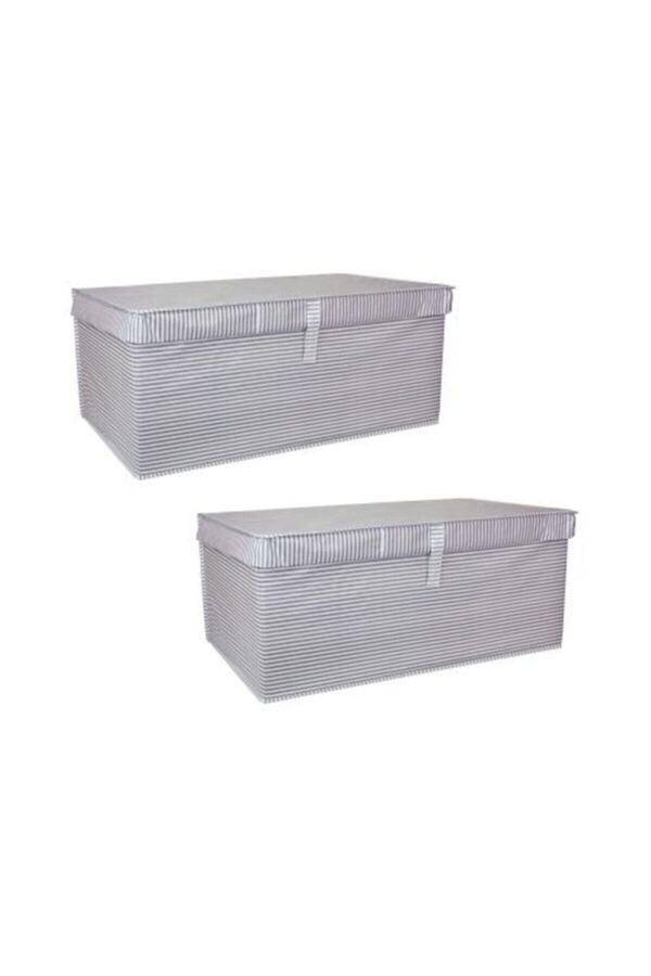 Milenay-2 Pieces - Multi-Purpose with Lid (Laundry-Storage-Organization Etc) Storage, Box 70x40x30 - Mega Plus Box - Gray 1