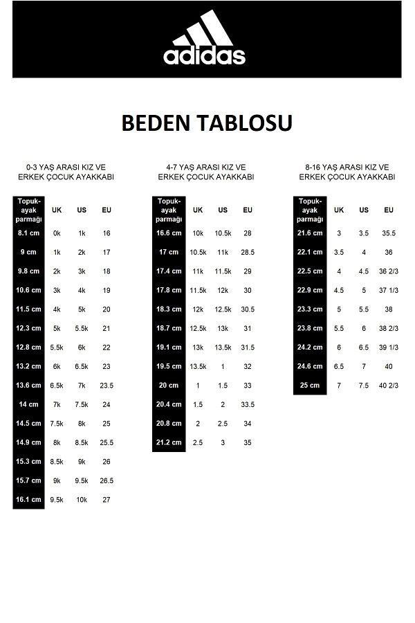 Adidas kid shoe size chart cm store