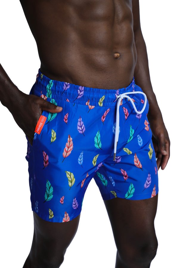 Enzo Stanley Men's Patterned Blue Sea Shorts