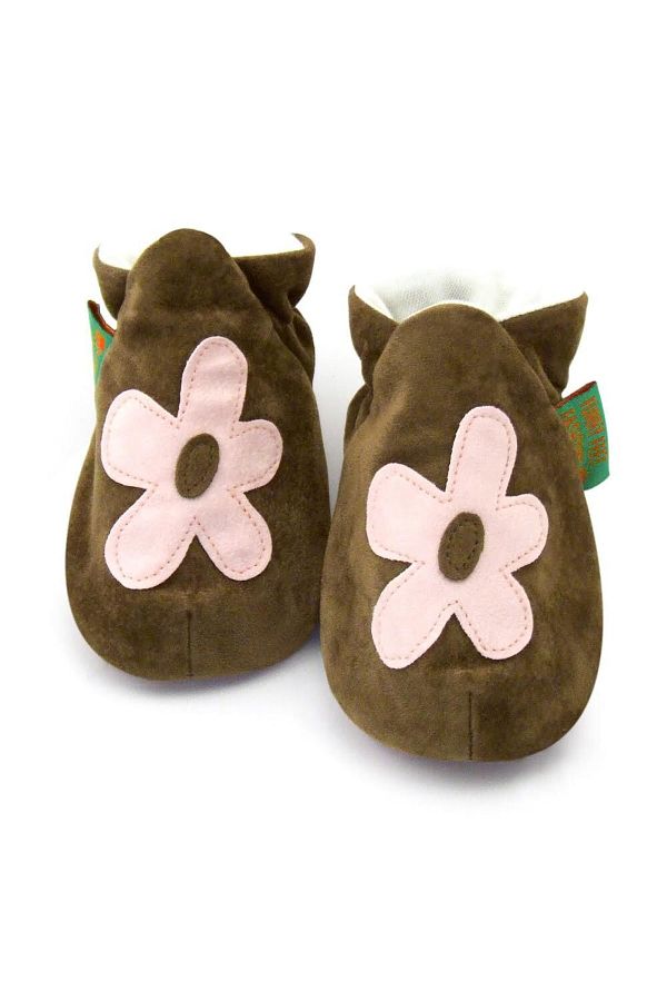 Funky Feet Size 0 6months 10.5cm Heel to Toe Flower Khaki Genuine Suede Baby Booties Trendyol