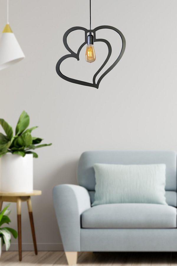 UTKU TASARIM-Single Modern Heart Chandelier Pendant Lamp Modern Rustic Decorative Retro Lamp 1