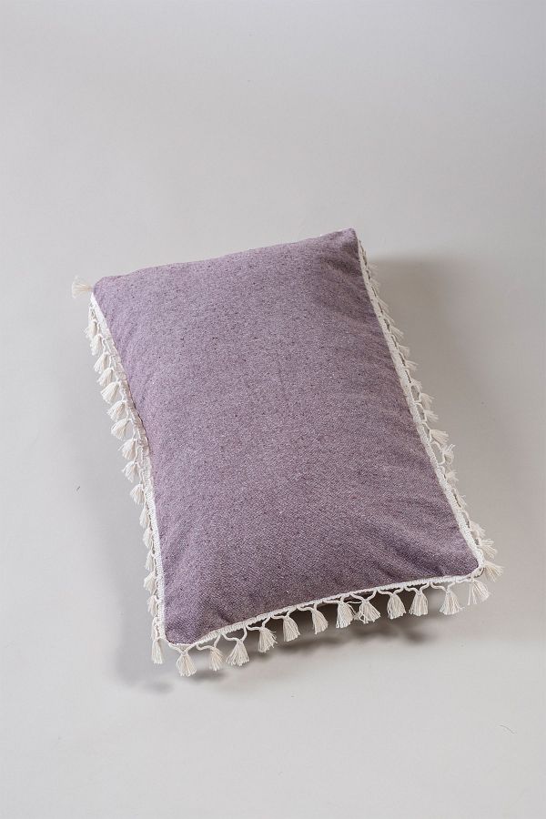 vivamaison-Față de pernă cu pompon din bumbac roșu Claret cu design special unic, 35x55 cm 1