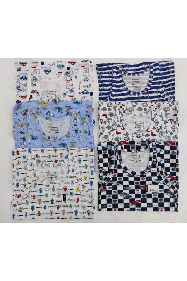 Tutku-Tec0256 / Boy's Undershirt - Elastane Patterned, 6 Pieces 1