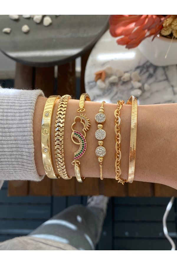 Jack Ferrero-Women's Gold Plated Bracelet Set of 5 1