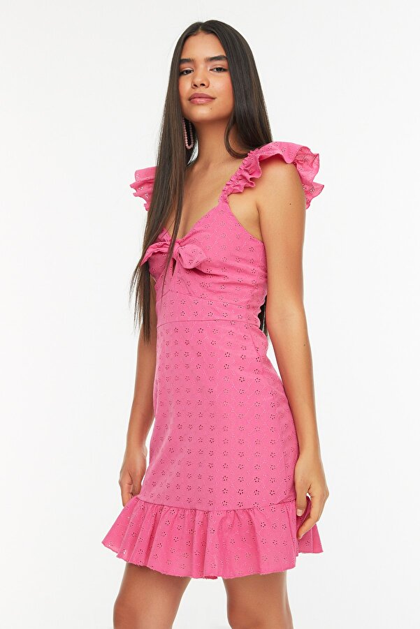 TRENDYOL Vestido De Mujer Mini Bodycon Cuello Redondo Tejido