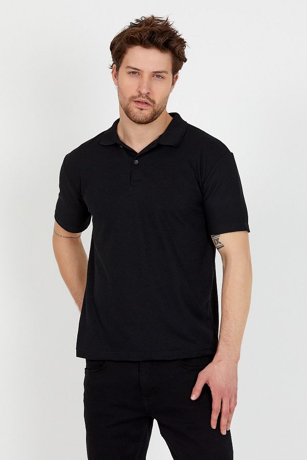 Ben Vestito Men s Black Basic Polo Neck T shirt Trendyol