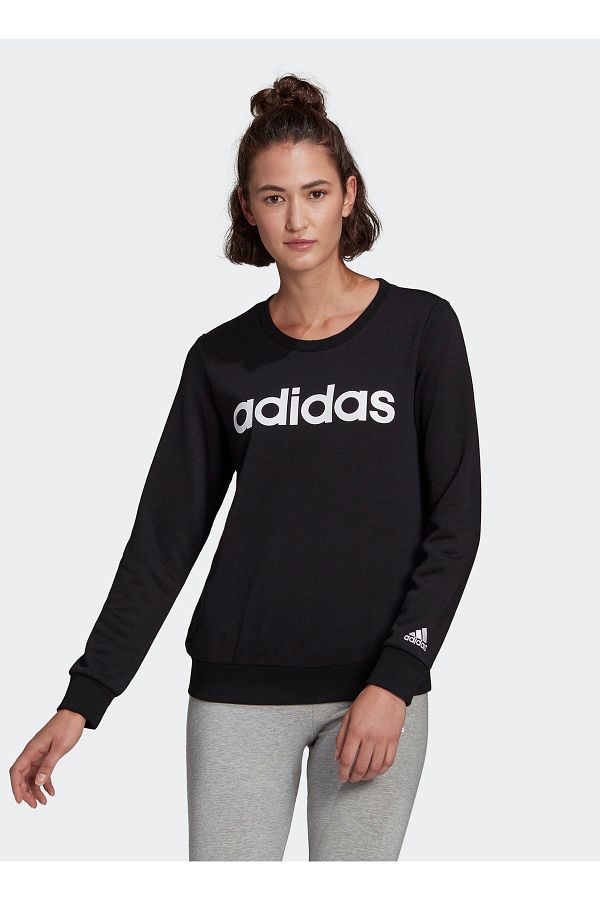 adidas Gl0718 W Lin Ft Swt Polo Collar Black White Women s Sweatshirt Trendyol
