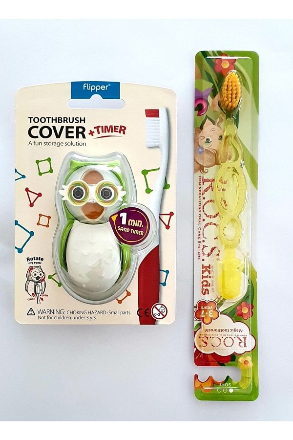 R.O.C.S.-3-7 Years R.o.c.s Green Owl Toothbrush and Container 1