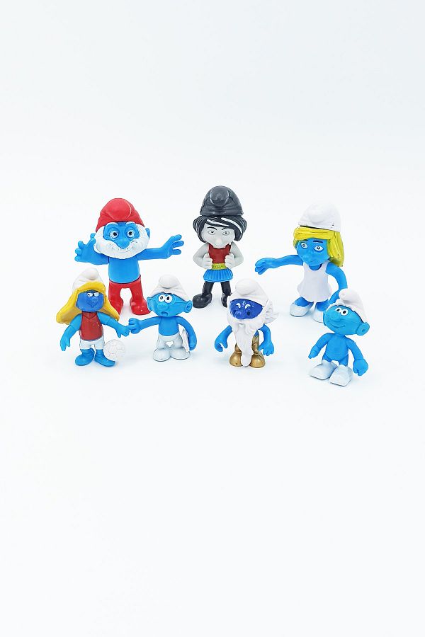PopŞeker-Smurfs Toy Figure Set Papa Smurf, Vexy, Smurfette Set of 7 Smurfs 1