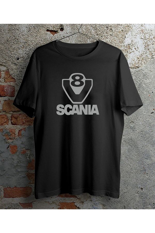 venusdijital Scania V8 Design Night Glowing Reflective Black Tshirt Trendyol