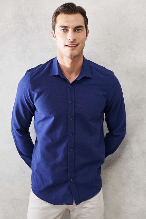 Navy blue button up shirt mens new arrivals