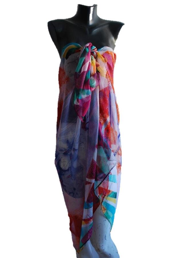 chacklin-Violet M4 Patterned Pareo/sarong (110 X180 Cm) 1