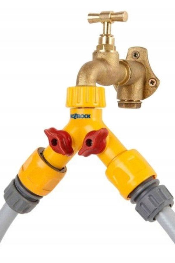 Binbirreyon-Double Outlet Valve Faucet Connection Apparatus Hozelock 1/2 - 3/4 Ae075 1