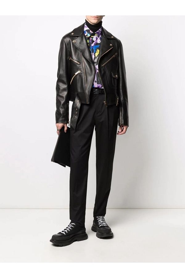 Versace Nappa Leather Biker Jacket Trendyol