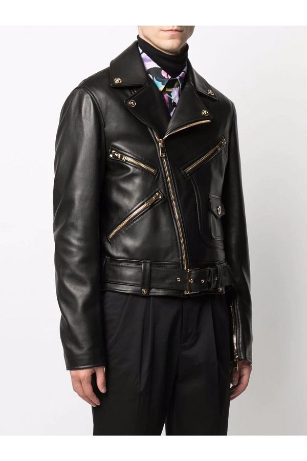 Nappa leather biker jacket versace new arrivals