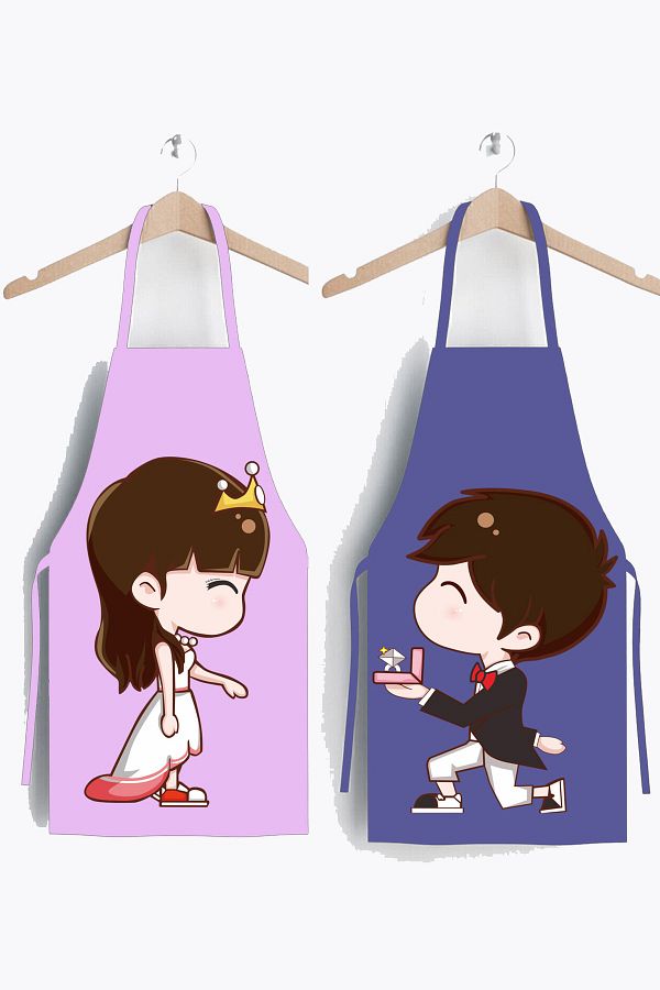 AYSHOME-Ays Home Bride Groom Love Set of 2 Kitchen Aprons (dowry) 1
