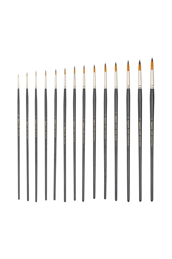 Bigpoint-200r Series Synthetic Bristle Round Brush No: 0-0/2-1-2-3-4-5-6-7-8-9-10-11-12 (Set of 14) 1