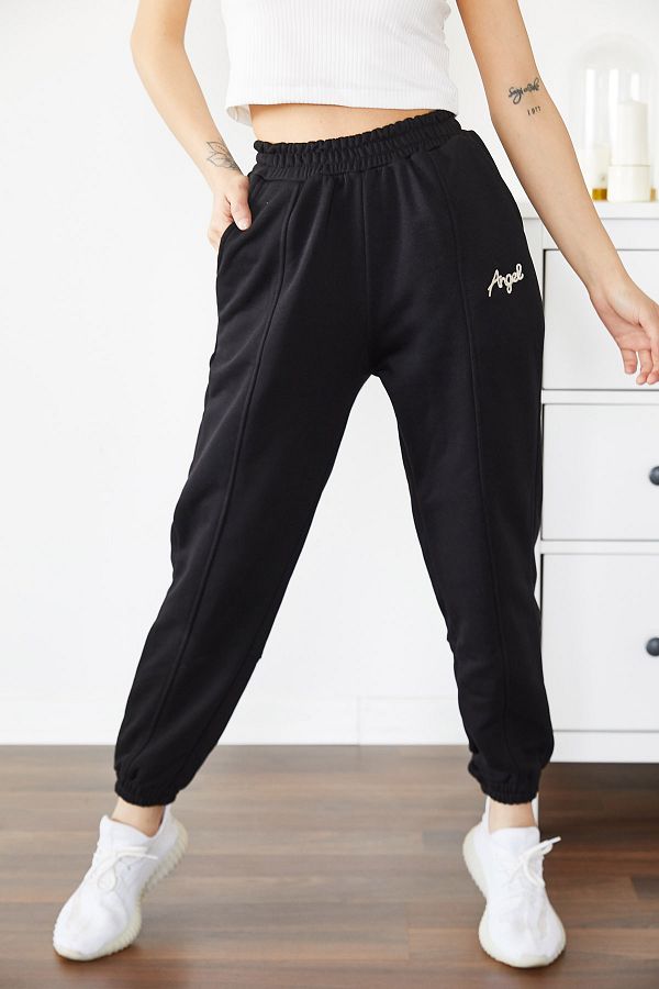 XHAN Black Angel Embroidered Sweatpants 0yxk8-43765-02- Trendyol