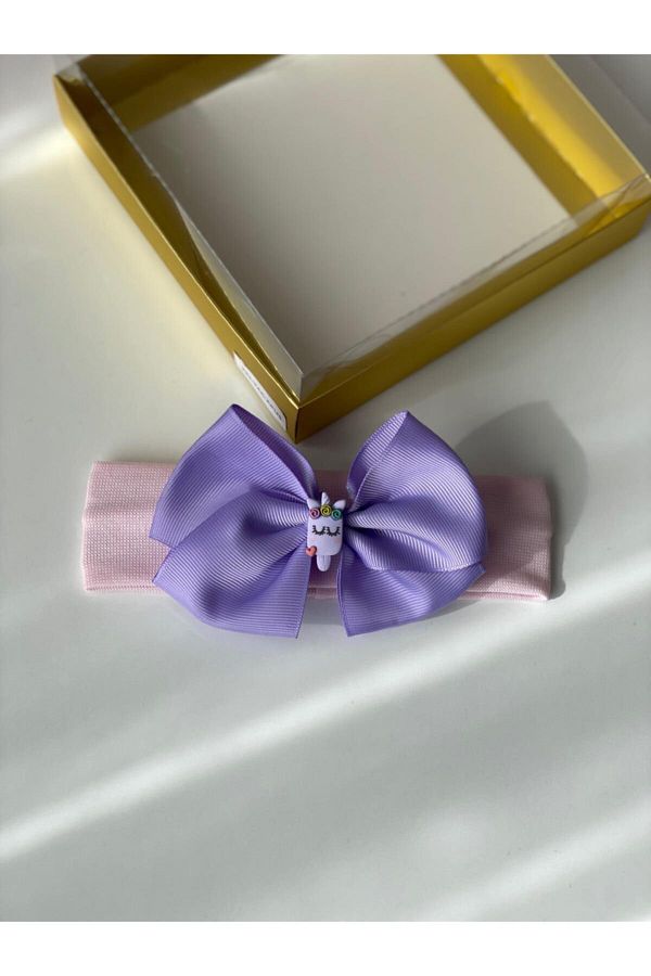 QUEEN AKSESUAR-Lilac Purple Bow Ribbon Pink Hair Band Ice Ice Cream Unicorn Baby Hair Band 1