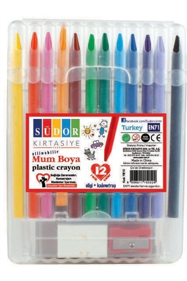 Südor-Set of 12 Eraser and Sharpener Crayon Plastic - Yb1 1