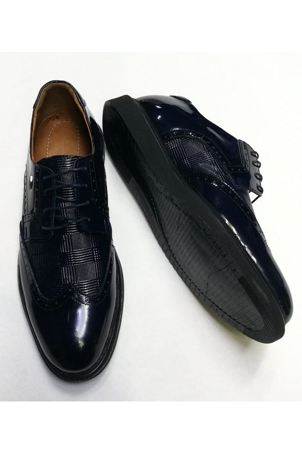 BM Home-Pantofi clasici eleganti, albastru bleumarin, cu șireturi 1