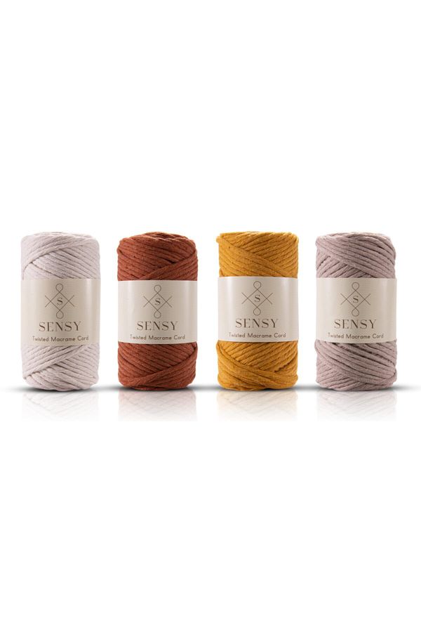 SENSY-Scanned Macrame Macrame Hobby Thread Set of 4 Ecru - Tile - Mustard - Milk Coffee - Ecru 1
