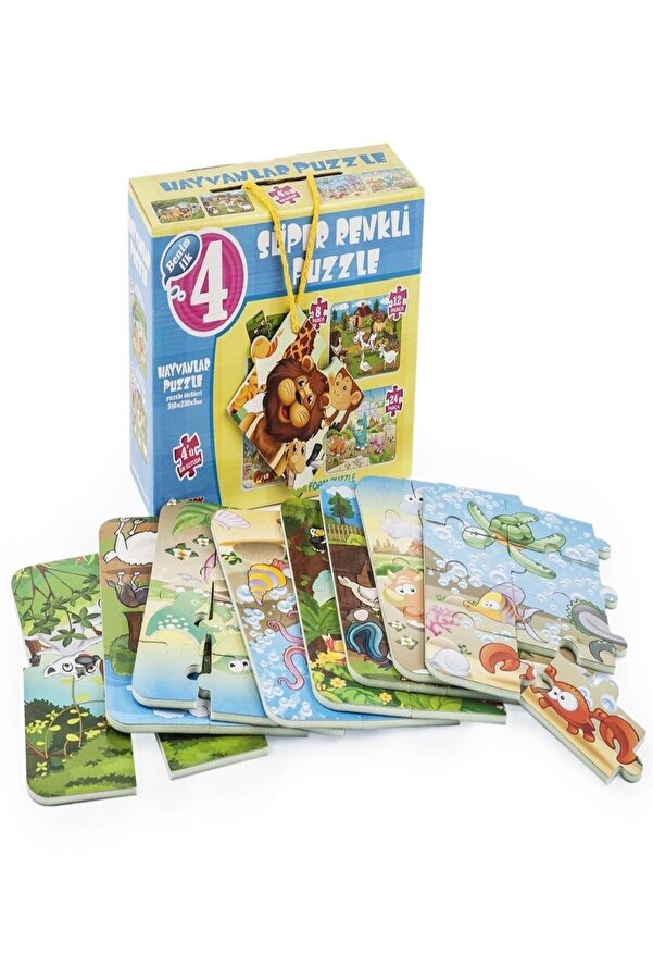 Diytoy Hayvanlar Süper Renkli Puzzle 4'lü 1481