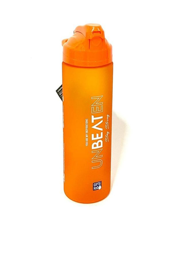Gıpta-Orange Unbeaten Tritan Painted Patterned Flask with Straw 600ml 1