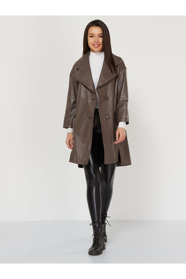 LEONARDO Genuine Leather Jacket Coat Coat Trendyol